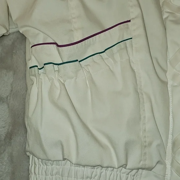 Vintage Izzi Ski Puffer Jacket Coat Womens M White Purple Teal 80s 90s Rare - Picture 9 of 13